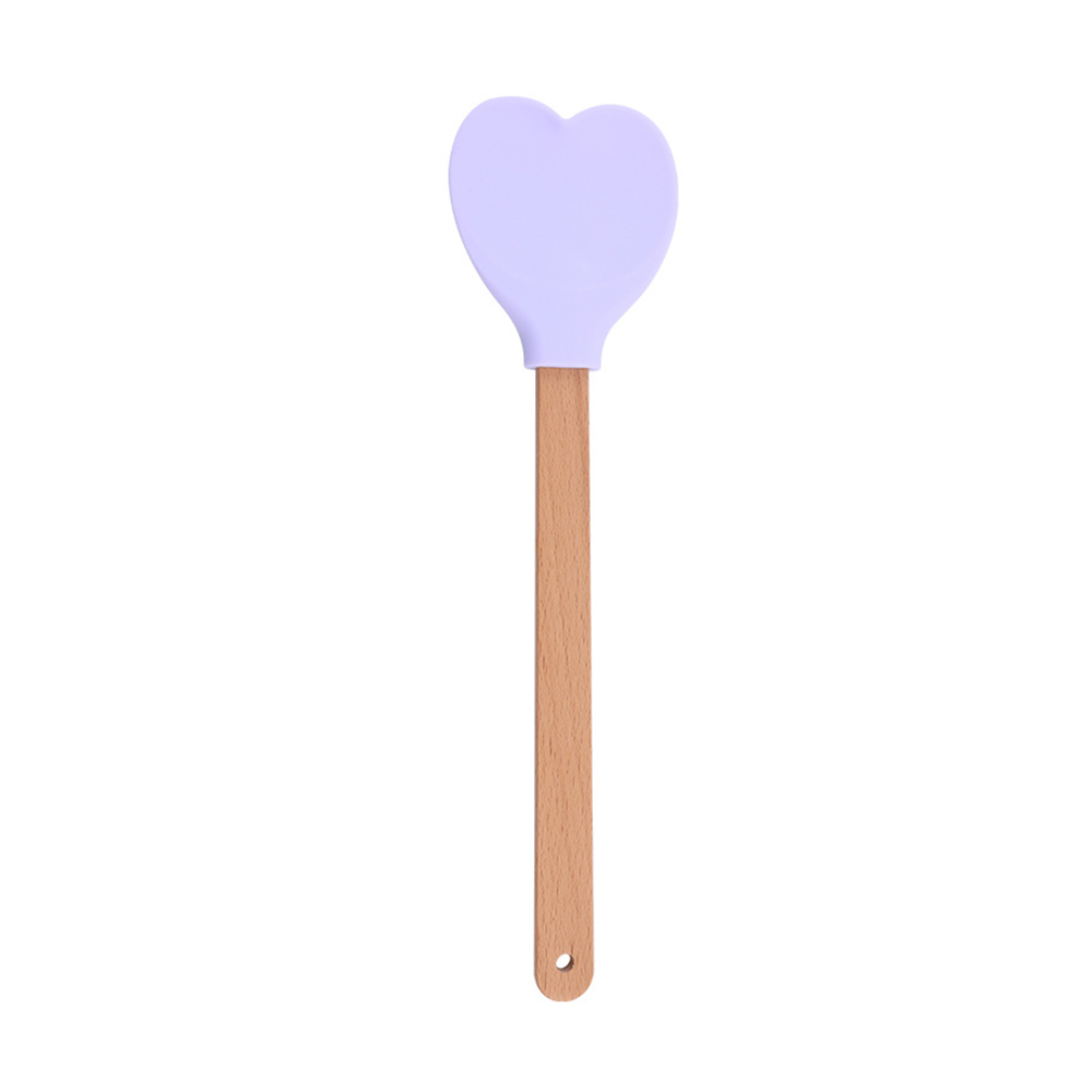 Spatule en Silicone rose amour pour la saint-valentin, manche en bois en forme de cœur, spatules de cuisson, ustensiles de cuisine, outil de fabrication de gâteaux: kaki foncé