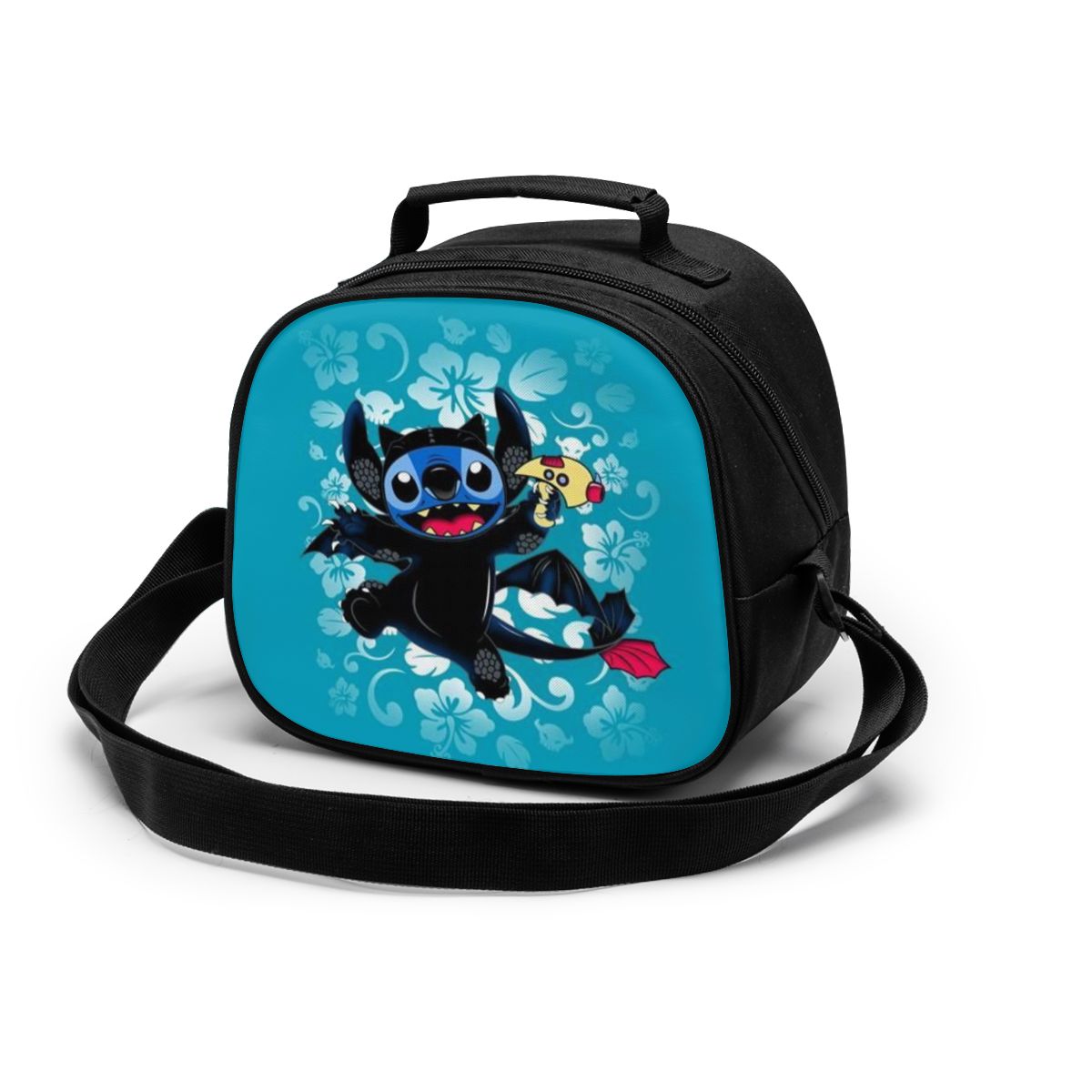 lovely Stitch Canvas Portable Cooler Lunch Bag Thermal Insulated Food Picnic Lunch Box Bag for students Kids children: Black4