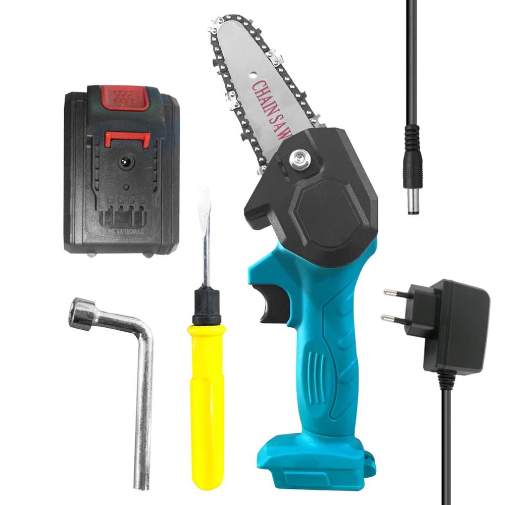 Electric Pruning Saw Small Wood Spliting Chainsaw One-handed Woodworking Tool 1or 2 Lithium Battery for Garden Orchard Logging: 1 Battery EU