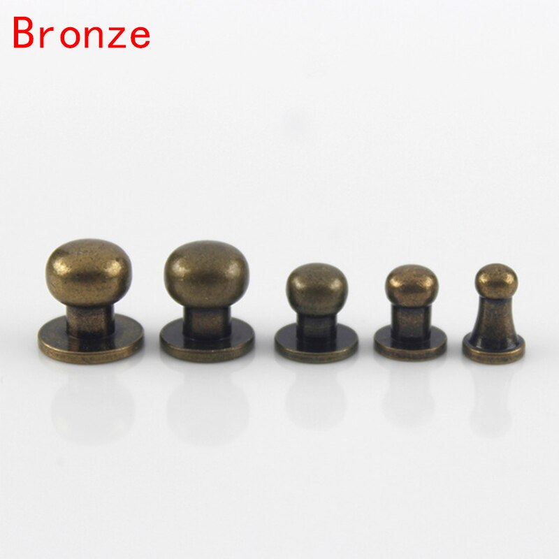10Set Metalen Massief Messing Knop Schroef Klinknagels Diy Ambachten Lederen Product Tassen Klinknagels Monnik Hoofd Spikes Hardware Decor Nail gespen: Bronze / 6x4mm