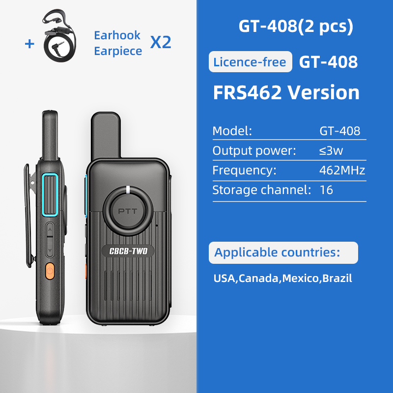 CBCBTWO GT-408 Mini Walkie Talkie And Light Body Radio Communicator for One Day Restaurant Commuting Plastic Surgery Hospital: PURPLE