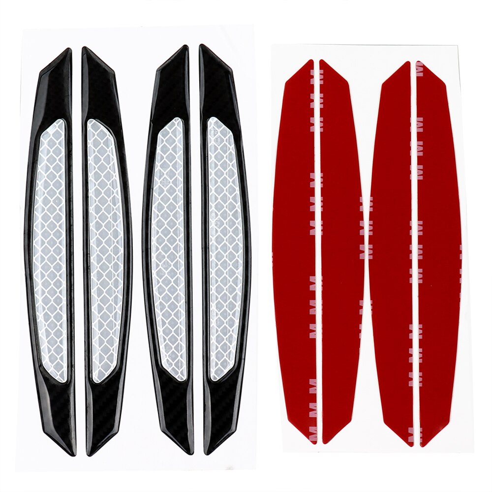 4 Pieces/pack Anti-collision Car Door Bumper Sticker Auto Side Anti-scratch Strip Warning Safety Mark Car Reflective Strip: White