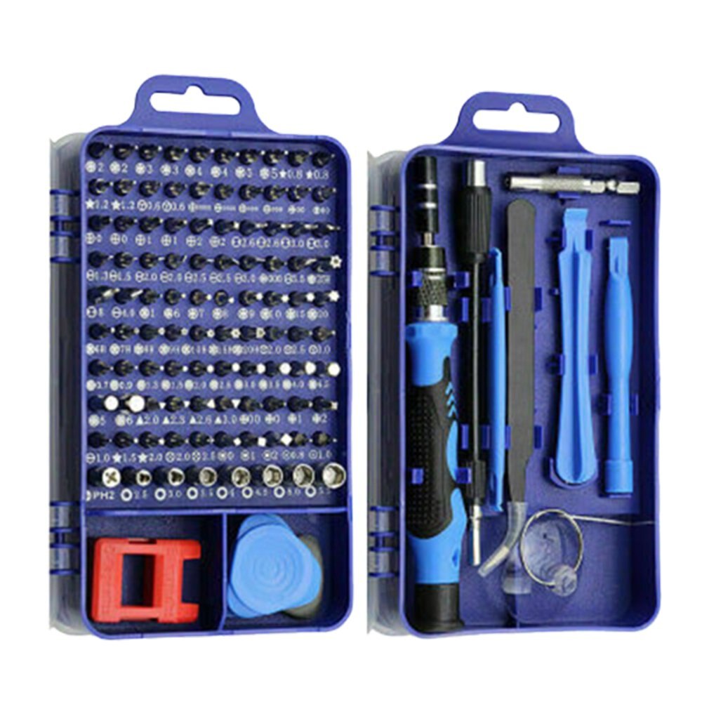 115 in 1 precisionsskruvmejsel mini elektrisk skruvmejsel set för iphone huawei surfplatta ipad hem verktygssats multi skruvmejsel kit: Blå