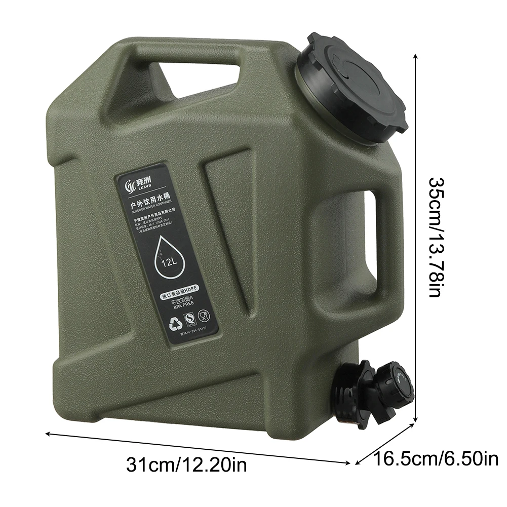 12L Wassereimer Auto Trinkwasserkanister Camping Wasservorratsbehälter mit abnehmbarem Wasserhahn draussen Lager Reise Angeln: Gold