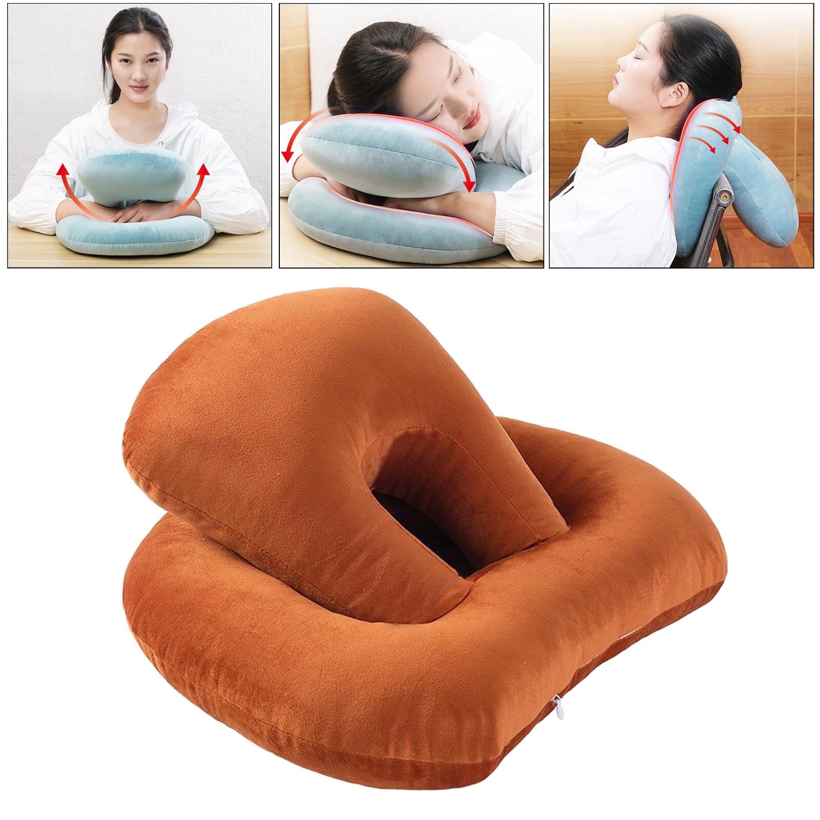 Multi-Functional Octopus Nap Pillow Neck Protector Support for Camping Desk: orange