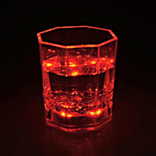 LED Light Up Color Change Water Activated Beer Octagonal Cup Mug Party Prop Colorful glowing octagonal wine glass bar beer glass: Red