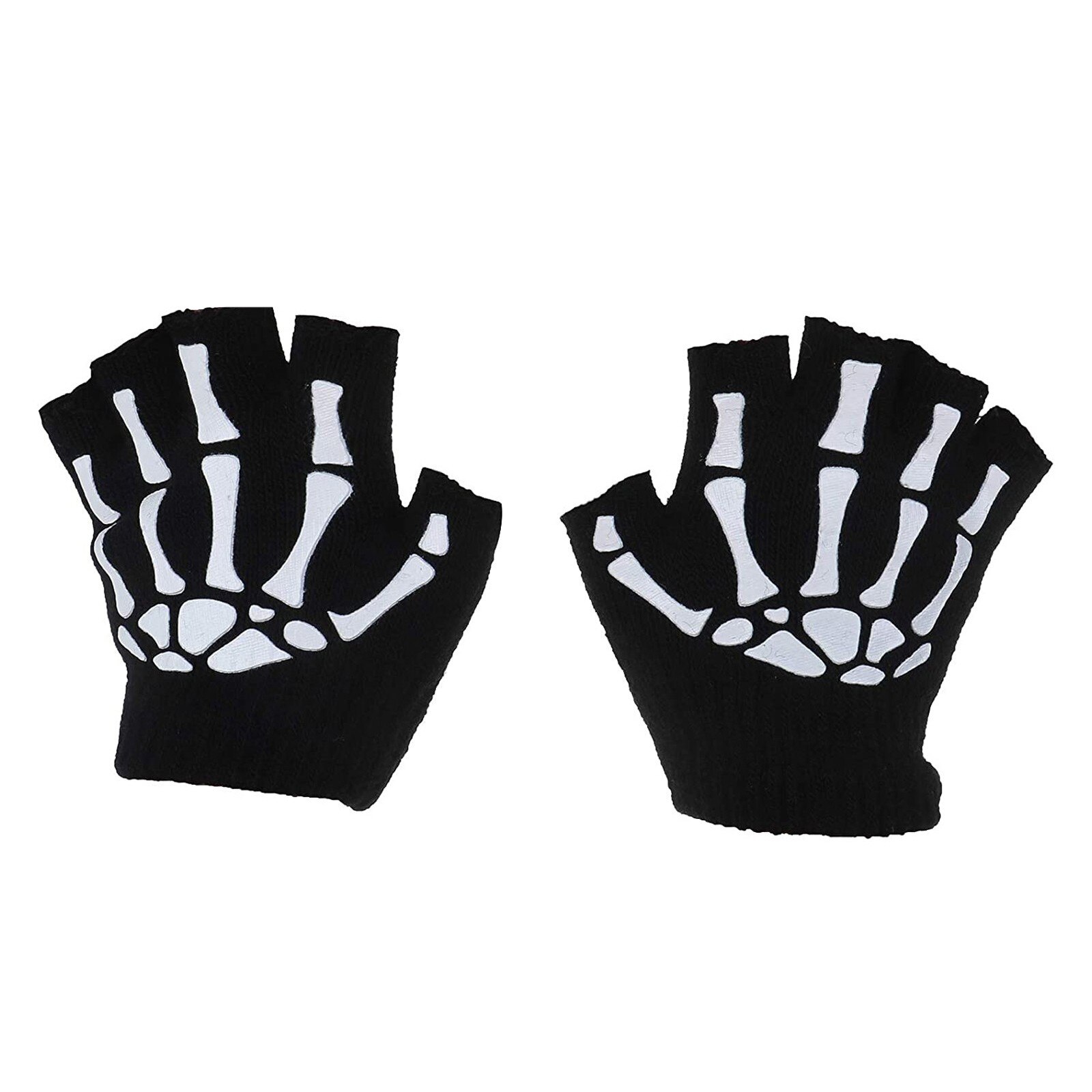 1/2/5 Pairs Kinderen Skelet Warm Glow In The Dark Vingerloze Gebreide Handschoenen Mitten Baby Jongens Meisjes Handschoenen Grappige wanten Kinderen: 1 Pair 