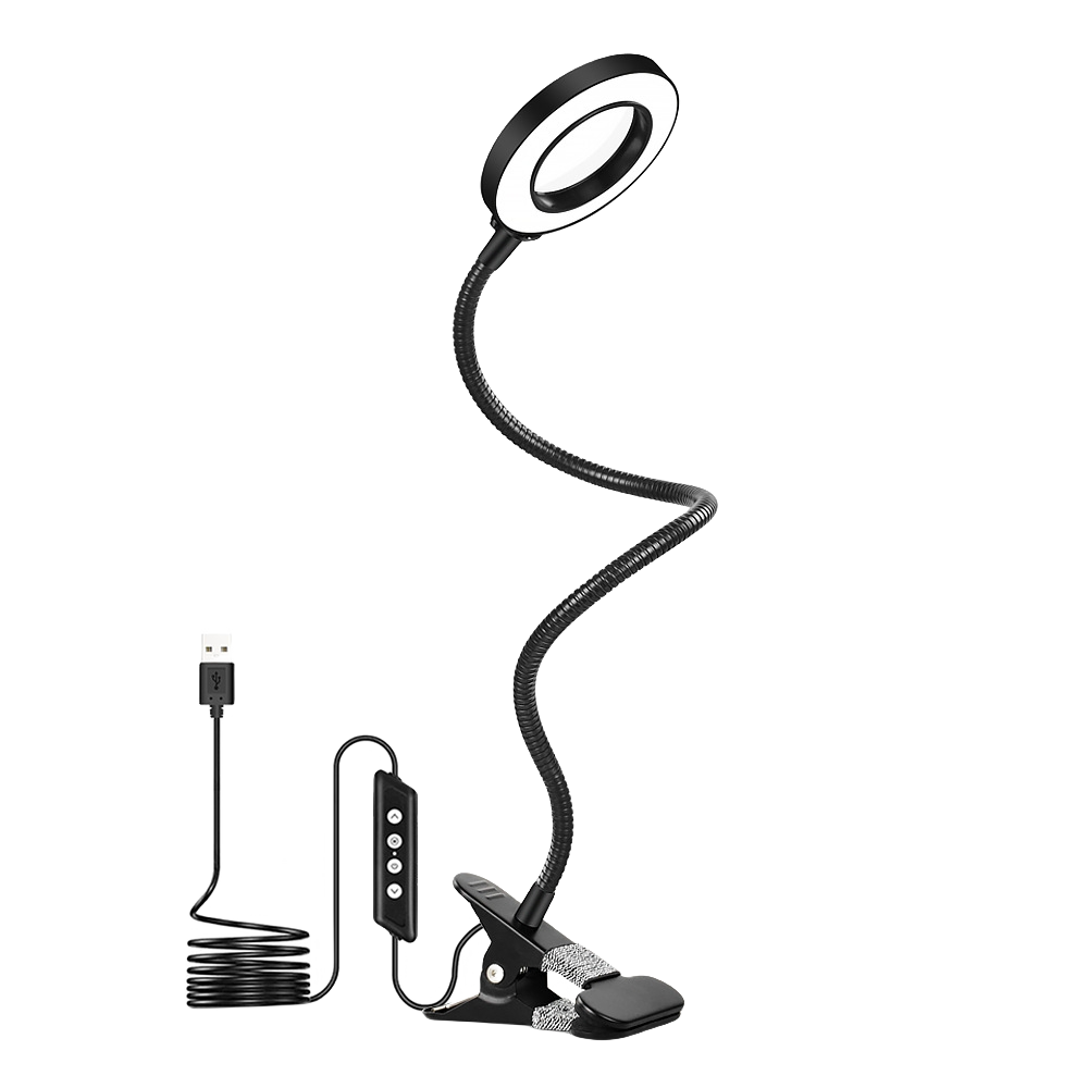 Lampada da scrivania a 48 LED con clip USB Lampada da libro da comodino 360 ° Lampada da scrivania mini clip-on a LED Luce notturna flessibile Luminosità regolabile a 3 livelli: Default Title