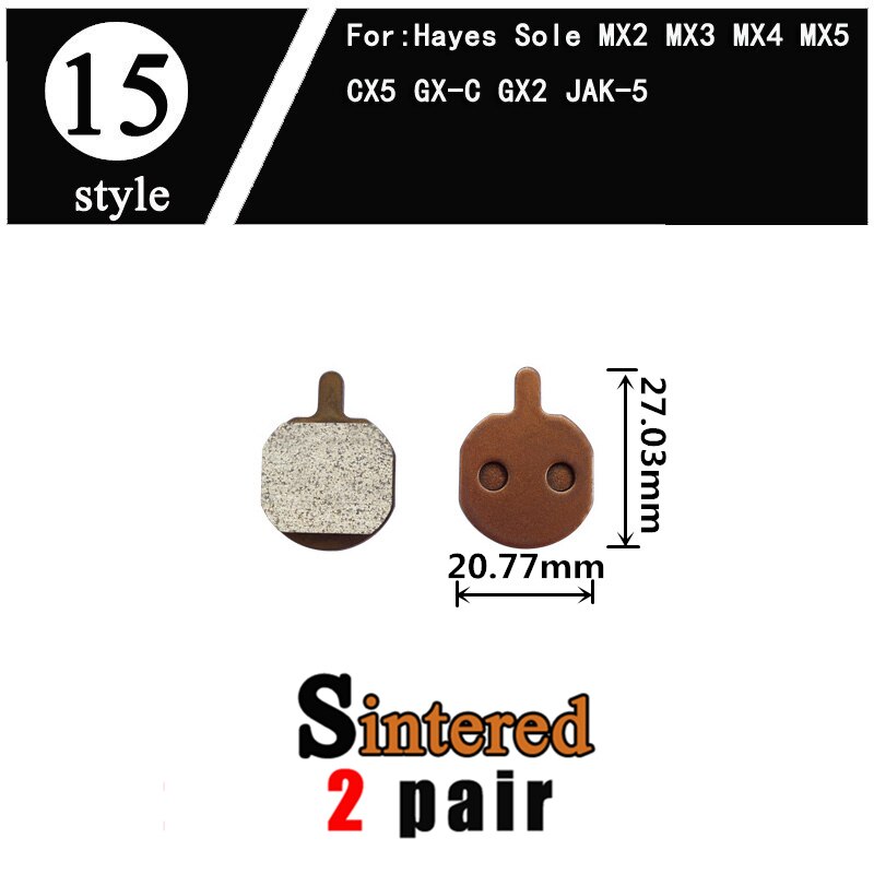 Almohadillas de freno de disco de bicicleta, accesorios para ciclismo de GX-C de montaña, para Hayes Sole MX2, MX3, MX4, MX5, CX5, JAK-5, GX2, E-BIKE, 2 pares: 2pair Sintered