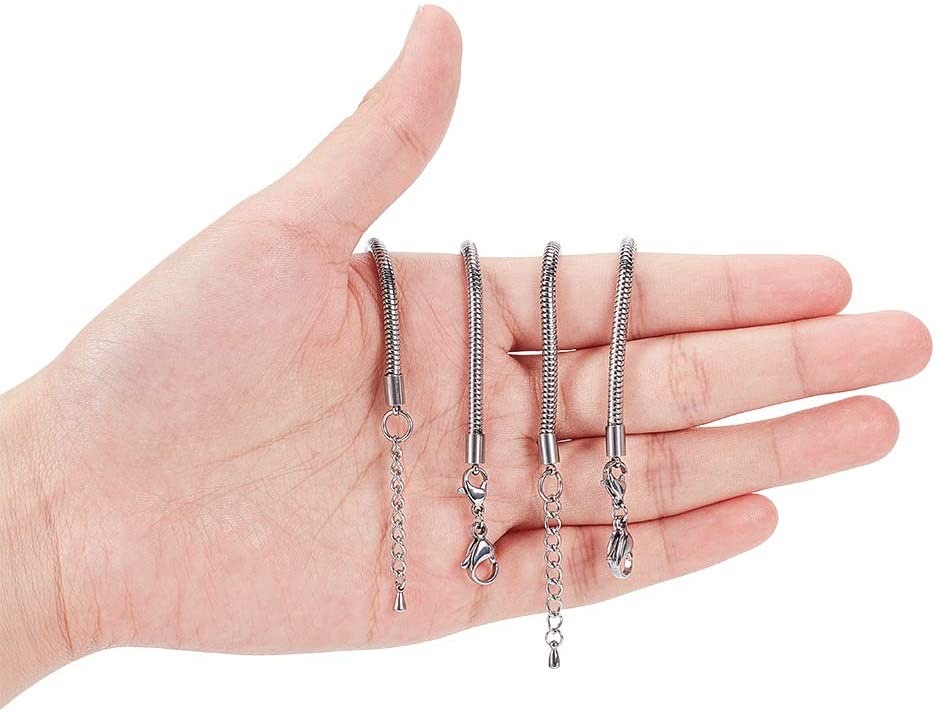 10 Pcs 7.68 Inch Rvs Armbanden Kettingen Met Karabijnsluiting 3Mm Snake Kettingen Voor Armbanden Diy Sieraden maken