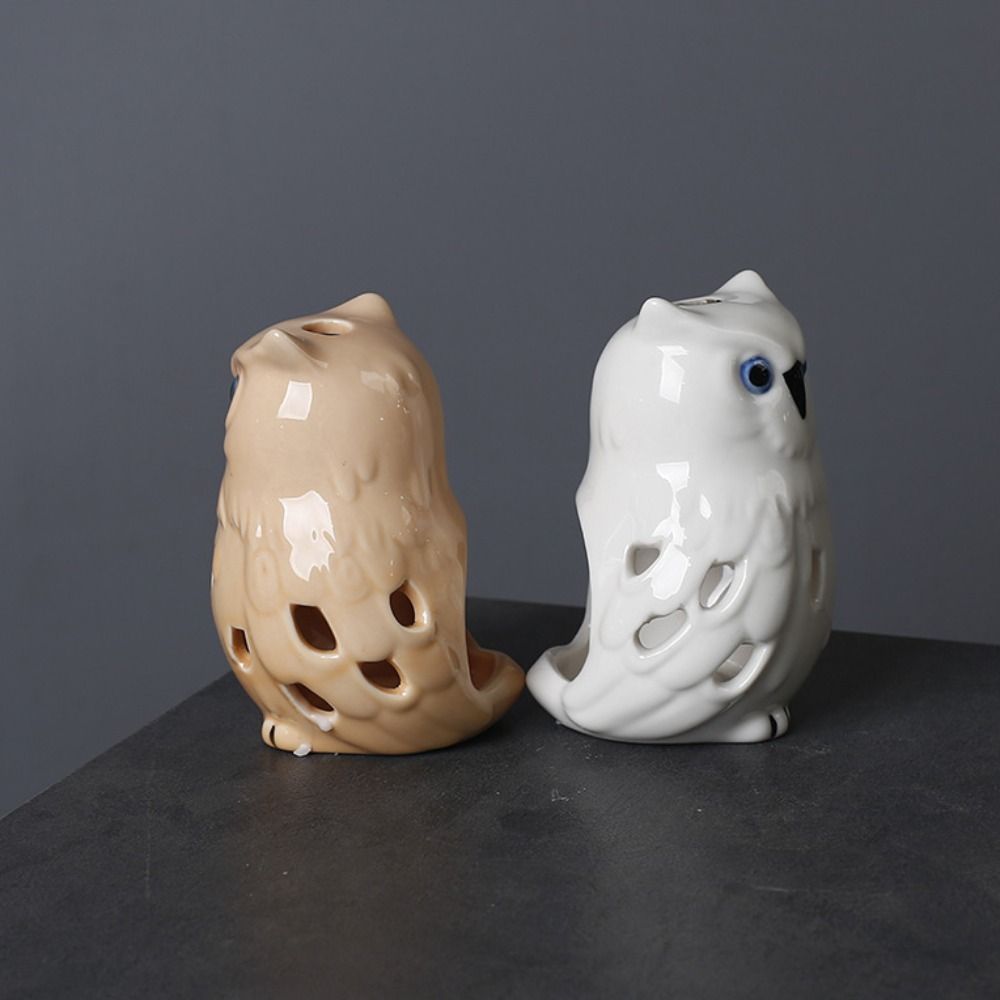 Artigianato Forno per aromi in ceramica Bruciatore di incenso carino creativo Simulato armadio con statua di gufo vivido
