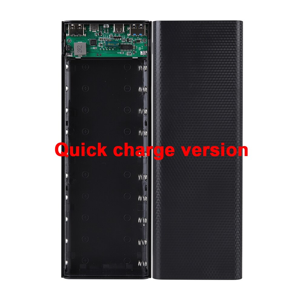 Micro Type C Dual USB Ports DIY Powerbank Case 10x18650 Battery LED Digital Display Power Bank Kit External Charge Box: Quick charge Black