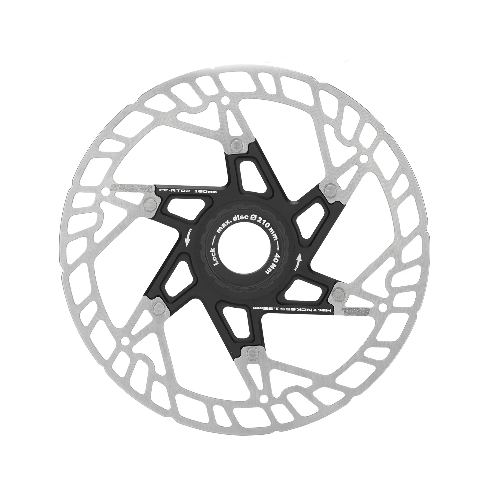 Meroca ultralet cykelbremseskive med 160mm diameter, udhulet 6-- boltet/centrallås, brugt til shimano/sram bremser: Rød