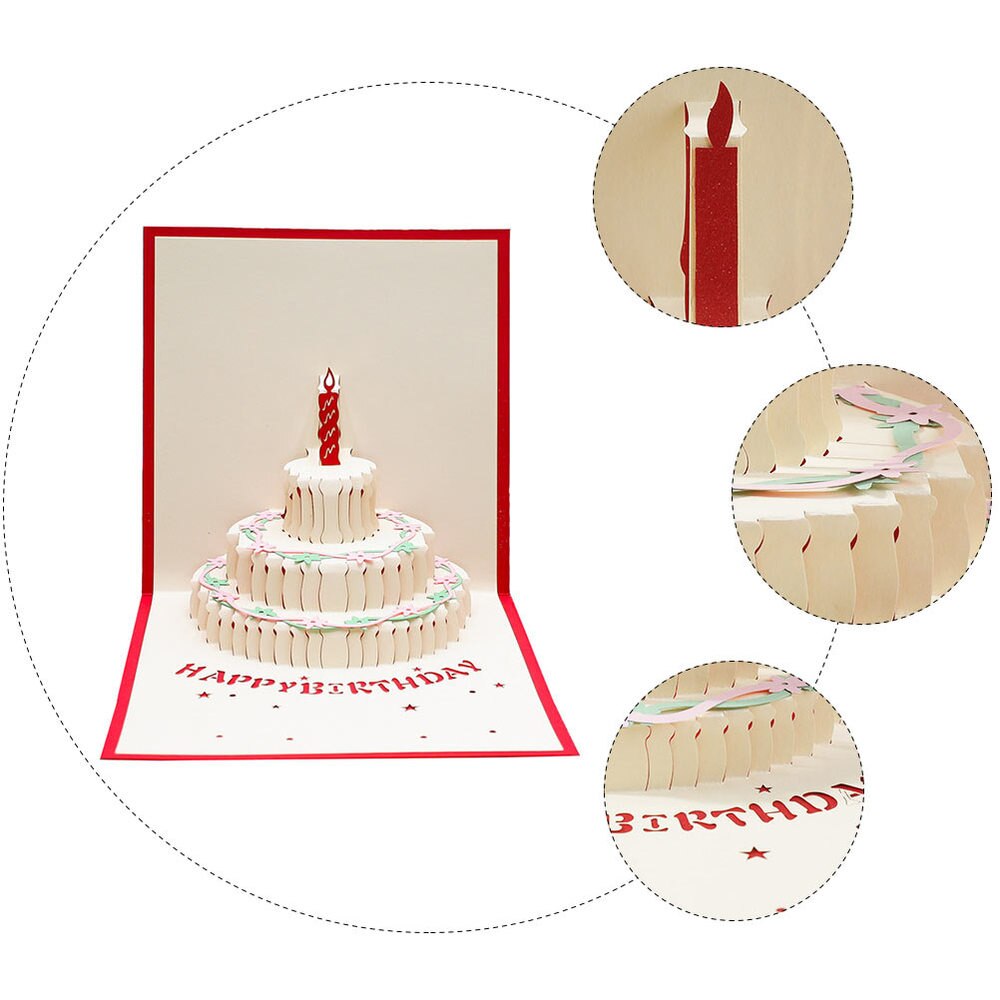 2PCS 3D Greeting Cards Handmade Birthday Cake Cards Birthday Cake Greeting Cards Kids Cards 3D Blessing Cards for Party Kid