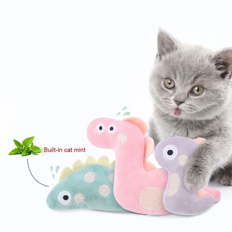 1 pièces fournitures chat jouets auto-excité cataire en peluche jouet dinosaure glace soie en peluche chat menthe en peluche chat accessoires