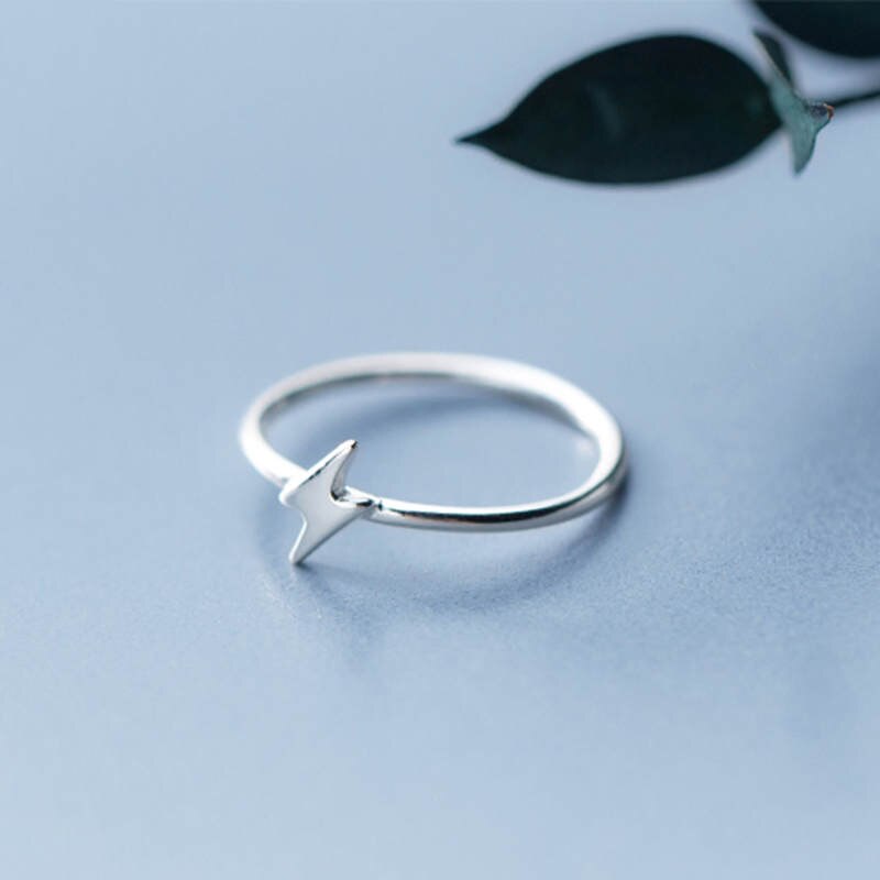 INZATT Real 925 Sterling Silver Minimalist lightning Ring For Women Party Cute Fine Jewelry Accessories Birthday