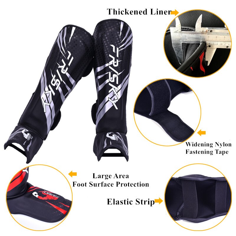 Boxing Taekwondo Shin Guards MMA Leg guards Instep Pads PU Leather Kicking Muay Thai Sanda Training Ankle Support Leg
