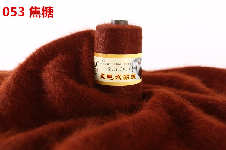 Laine de vison authentique, tricoté à la main, en laine de vison mi-épaisse, Lingxianyuan