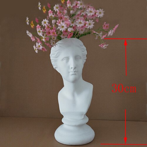 Vit harts david skulptur huvud vas blomsterarrangemang original imitation gips heminredning vas marseille ariadne vaser: 30cm venus