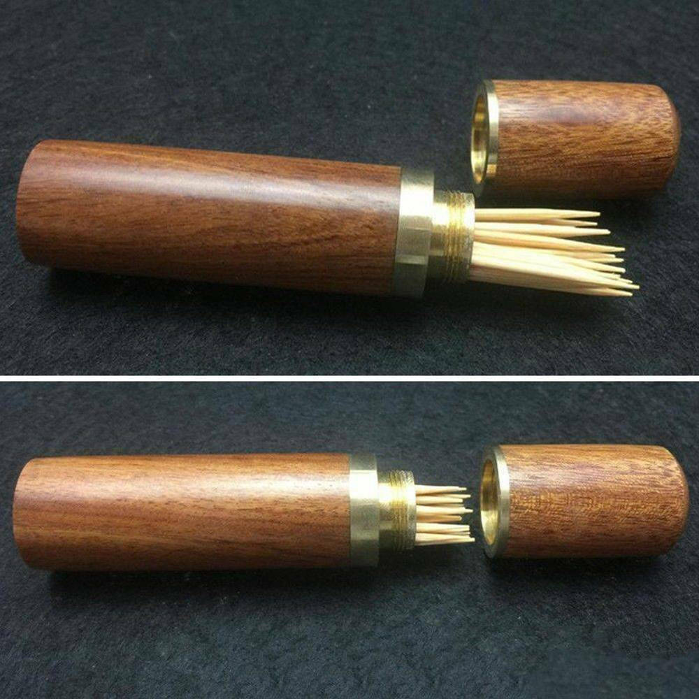 4x Portable Retro Wooden Toothpick Holder Pocket Toothpick Dispenser Bucket Tool 1.8 Cm Diameter Toothpick Holders