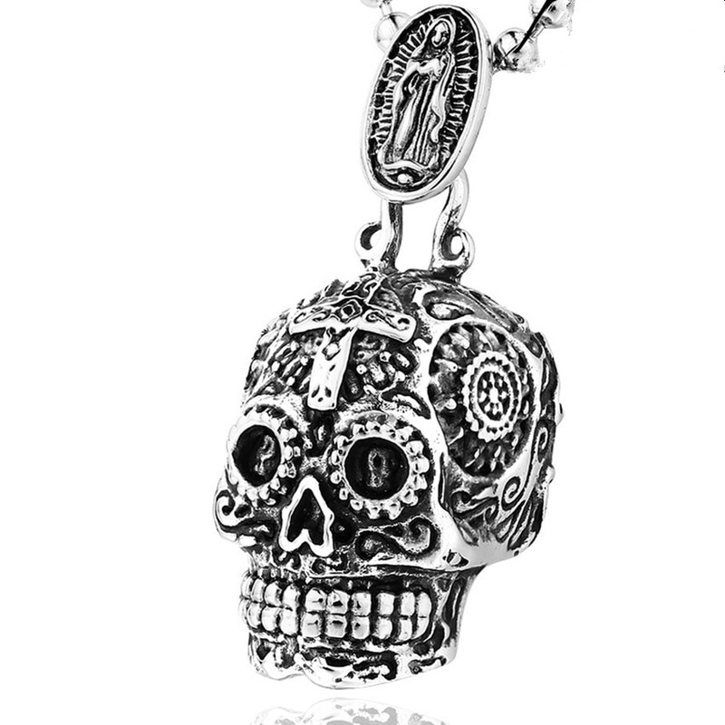 Unique Men's punk hiphop skull biker pendant necklace jewelry