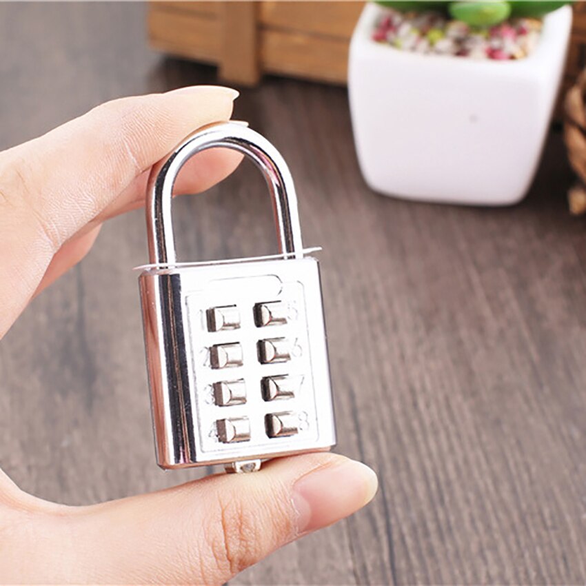 8 Digit Push Button Number Combination Padlock Mechanical Code Lock Wardrobe Password Lock Luggage Travel Safe Locks Zinc Alloy