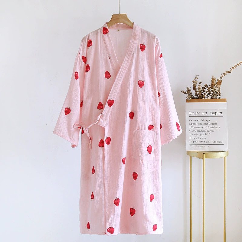 Herfst Multi Kleuren Katoenen Kimono Slaapgewaden Voor Vrouwen Dunne Badjas Pyjama Zweet Stoombad Gewaad Vrouwen Kleding