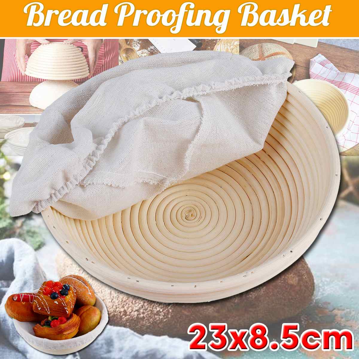 Bread Proofing Basket Natural Rattan Wicker Dough Fermentation Sourdough Banneton Bread Basket with Linen Cloth Liner