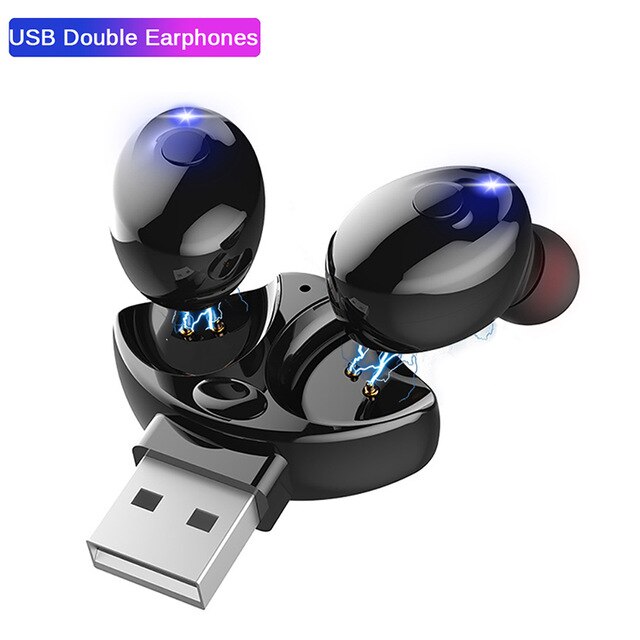 Fone de ouvido xg12 tws, bluetooth 5.0, estéreo, wireless, hifi, fones de ouvido esportivos, mãos-livres, gamer, headset com microfone para celular: USB-Binaural