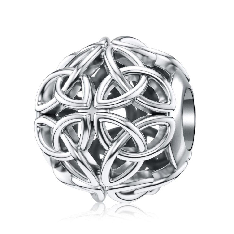 Jiayiqi keltisk knude 925 sterlingsølv hule charms perler passer til kvinder charms sølv 925 originale diy fine smykker: Default Title