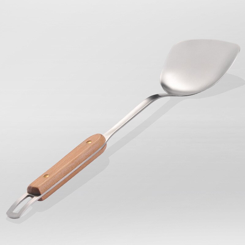 Köksutrustning sand lätt sked lång matlagningsskyffel sked rostfritt stål köksutrustning trähandtag spatel: Röd