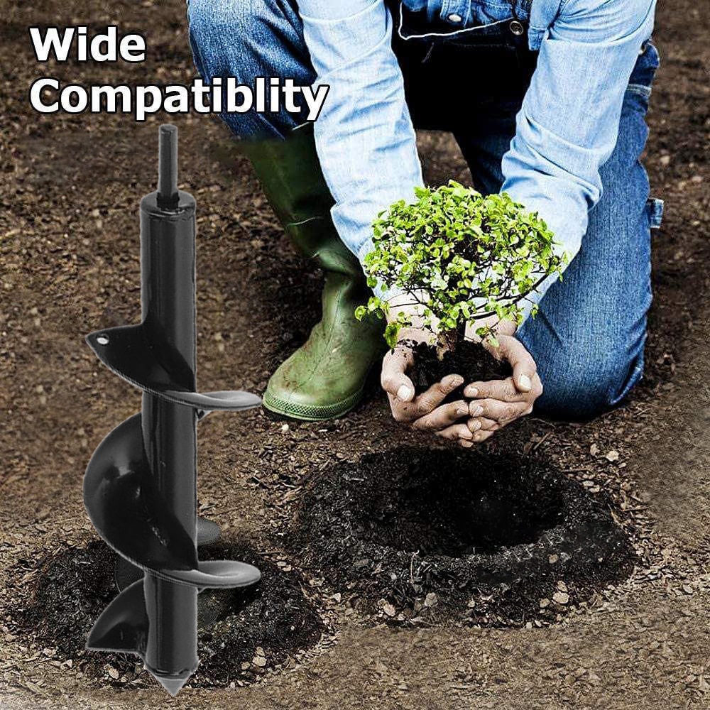Garden Auger Spiral Drill Bit Tool Spiral Hole Flower Planter Digger Ground Drill Earth Drill for Seed Planting Gardening Fence