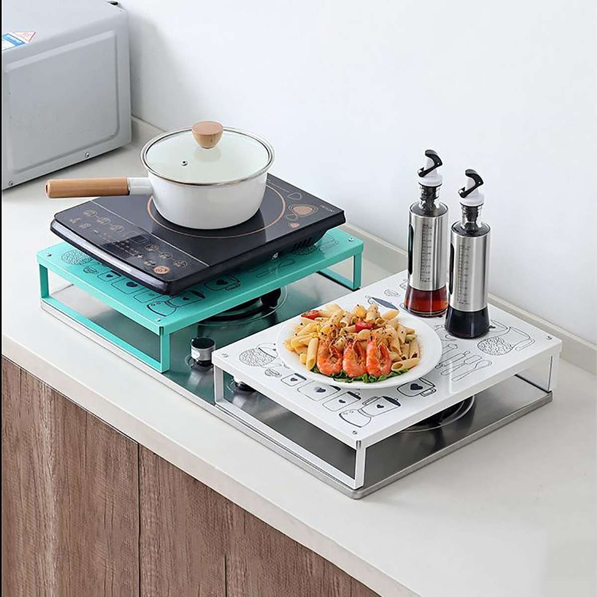 Estante de cocina, Cocina de Inducción, estante de soporte para microondas, horno de Gas Natural, fogón integrado eléctrico de cerámica, estante para fogón