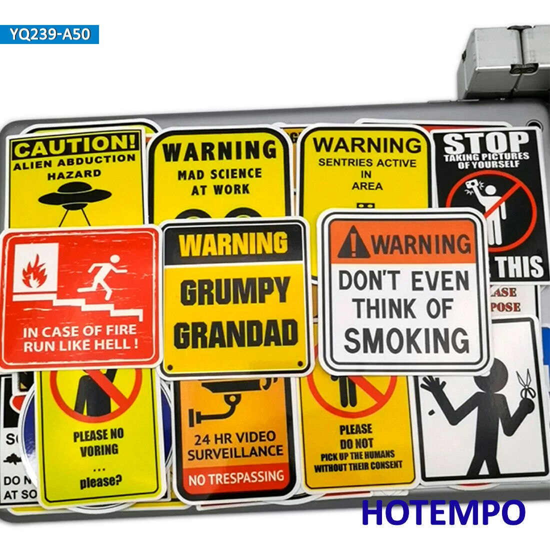 50pcs Funny Traffic Warning Signs Spoof Stickers for Mobile Phone Laptop PAD Case Luggage Skateboard Bike Car Moto Decal Sticker