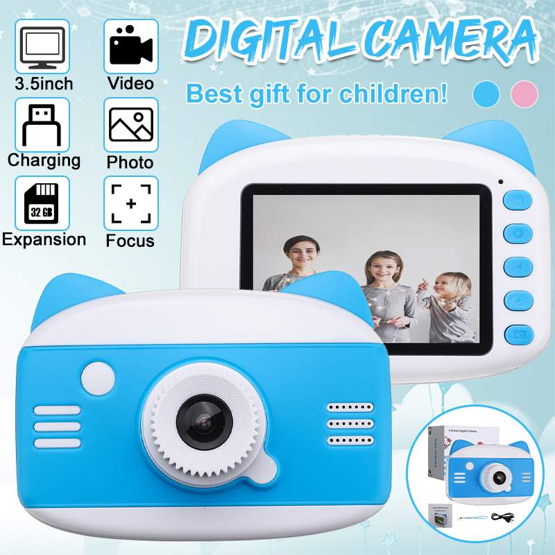 3.5 tommer  hd 1080p børn kamera tegneserie børn digitalt fotokamera legetøj med  mp3 puslespil legetøj kamera fødselsdag til børn
