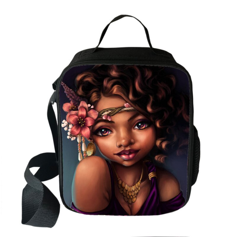 Afro boys girls print insulated lunch bag for kids black lives matter food cooler lunch box American Africa BLM Portable Bag: wcbafro36