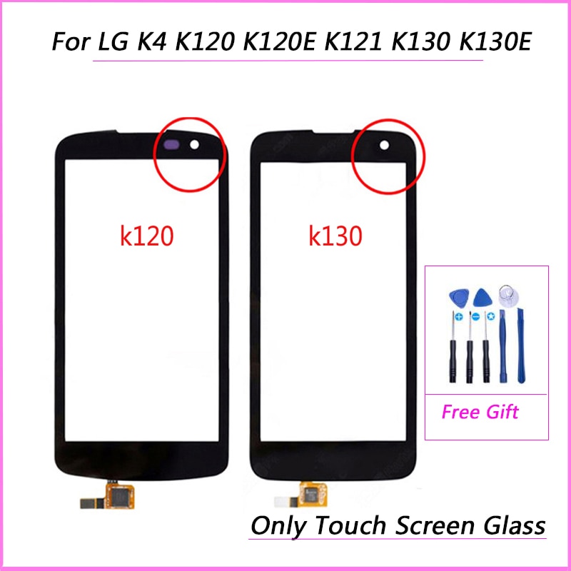 Toque de vidro para lg k4 k120 k120e k121 k130 k130e digitador da tela de toque sensor frente lente de vidro substituição do painel (sem lcd)