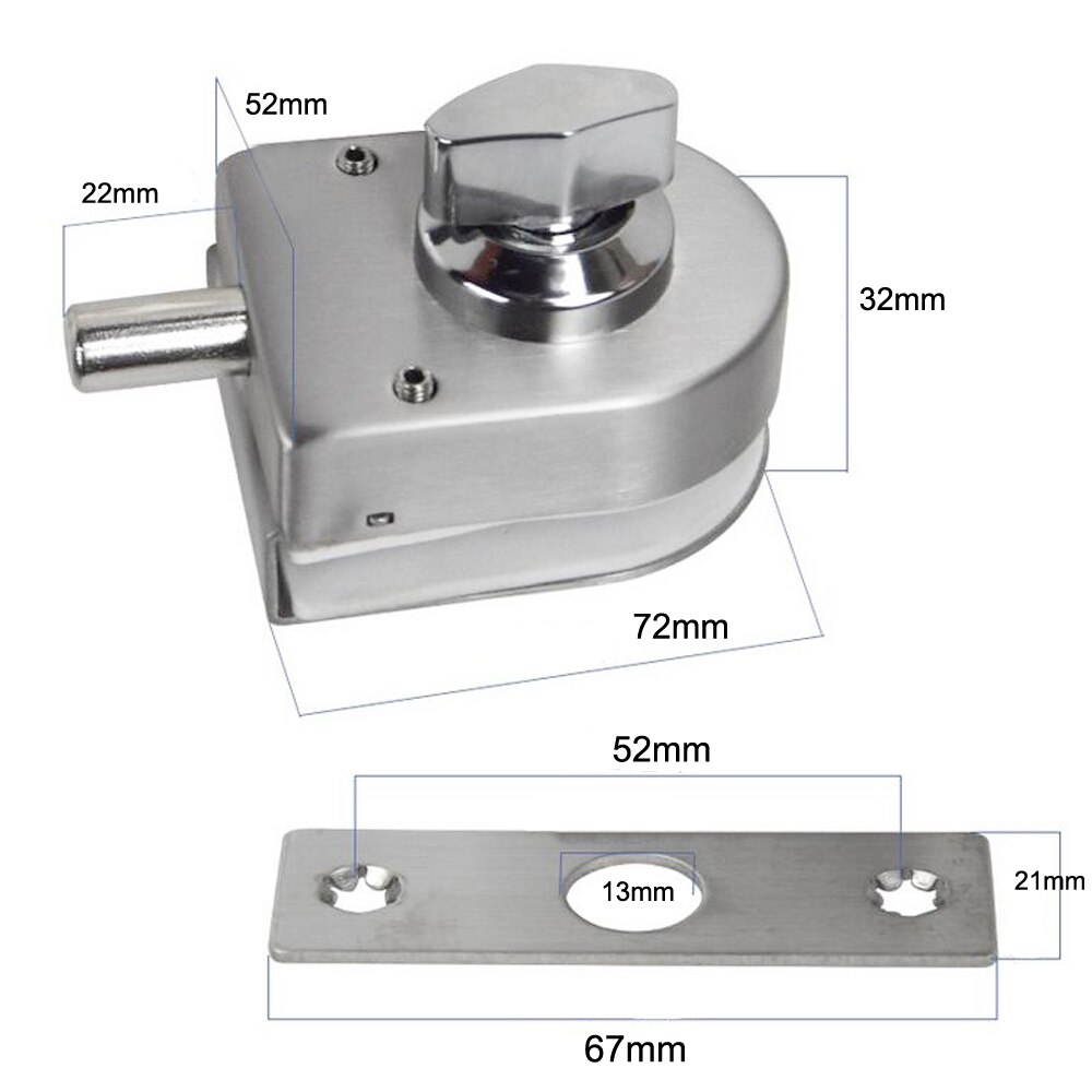 Stainless Steel Glass Door Lock Latch Rotary Knob Open/Close Stainless Steel Glass Latch Home Hotel 10~12mm