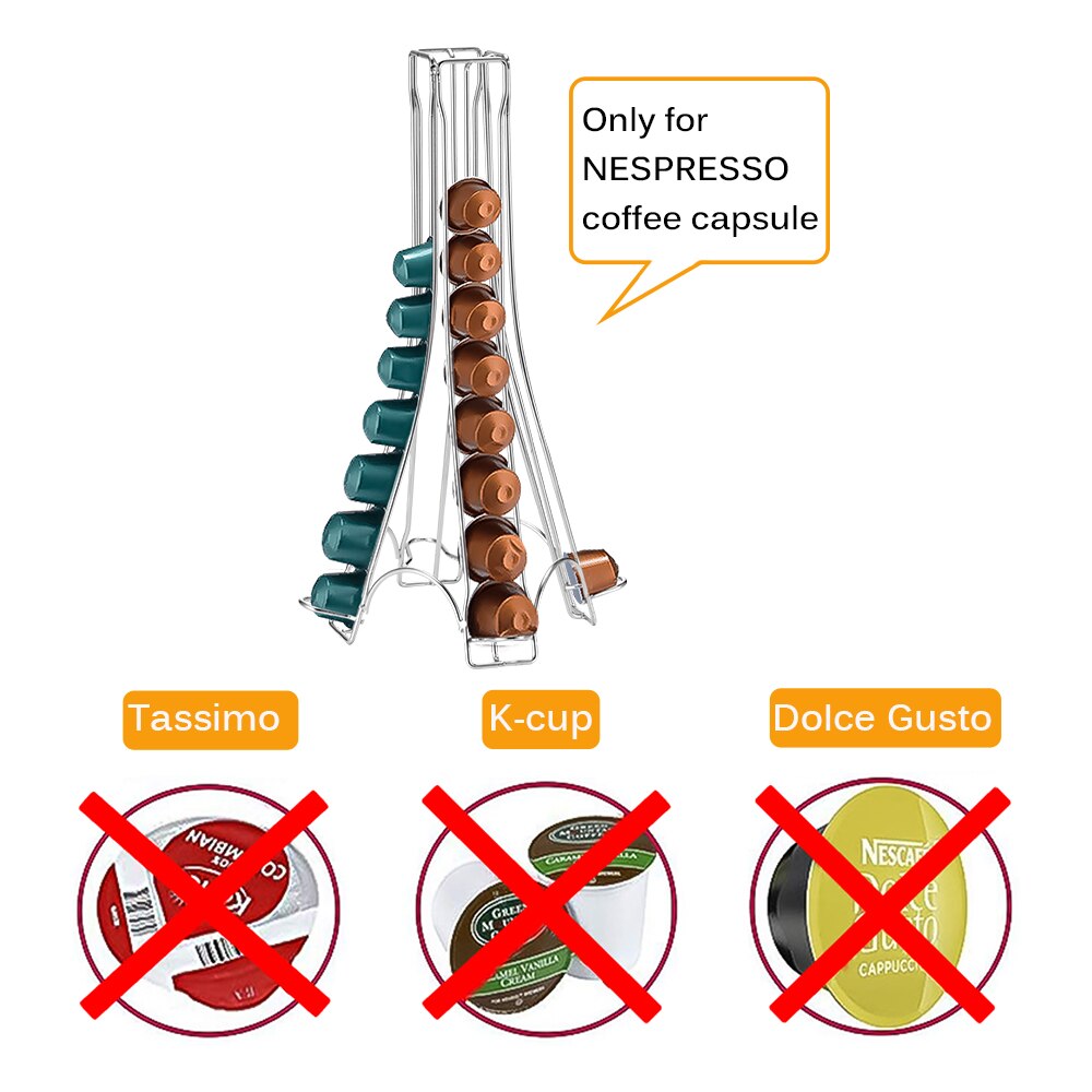 Jern kaffepuder holder kapselholder til 32 kaffepuder til nespresso kapselholder hjemmebutik kontor kaffegrej