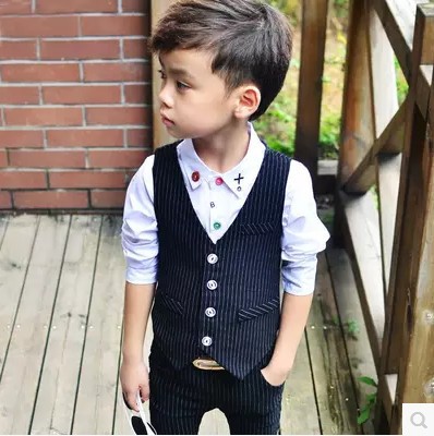 Kinderen Prestaties Kleding Jongens Formele Pakken Bruiloft Verjaardag Party Pant Kids Blazer Vest + Broek 2 Stuk