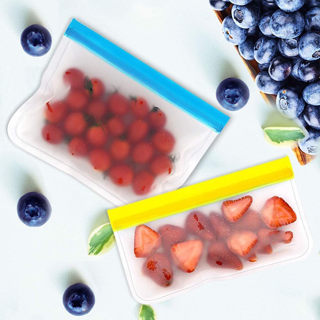 Food Storage Bag Reusable Preservation Bag Kitchen Double Zipper Sandwich Pouch Color Random, 20.5x14.5x5cm