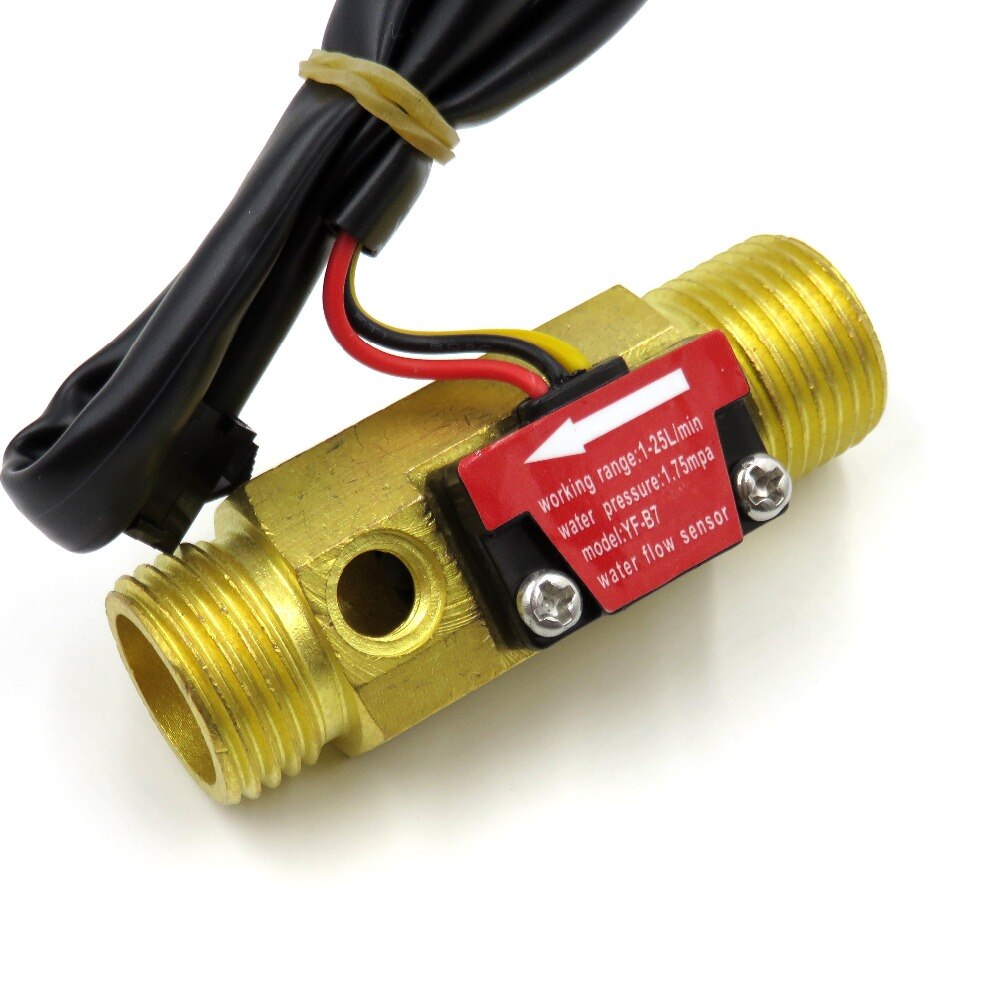 2 Stuks Water Flow Sensor Meter Teller Indicator Turbine Hall Flowmeter Met Temperatuur Probe YF-B7 DN15 G1/2 ''1-25L/Min