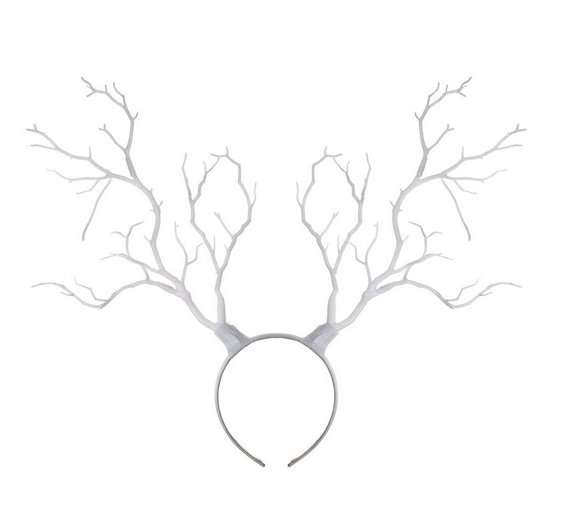 Kerst Hoofdband Gothic Halloween Takken Gewei Kostuum Vrouwen Foto Props Fee Elegante Art Kunstmatige Gewei: WHITE