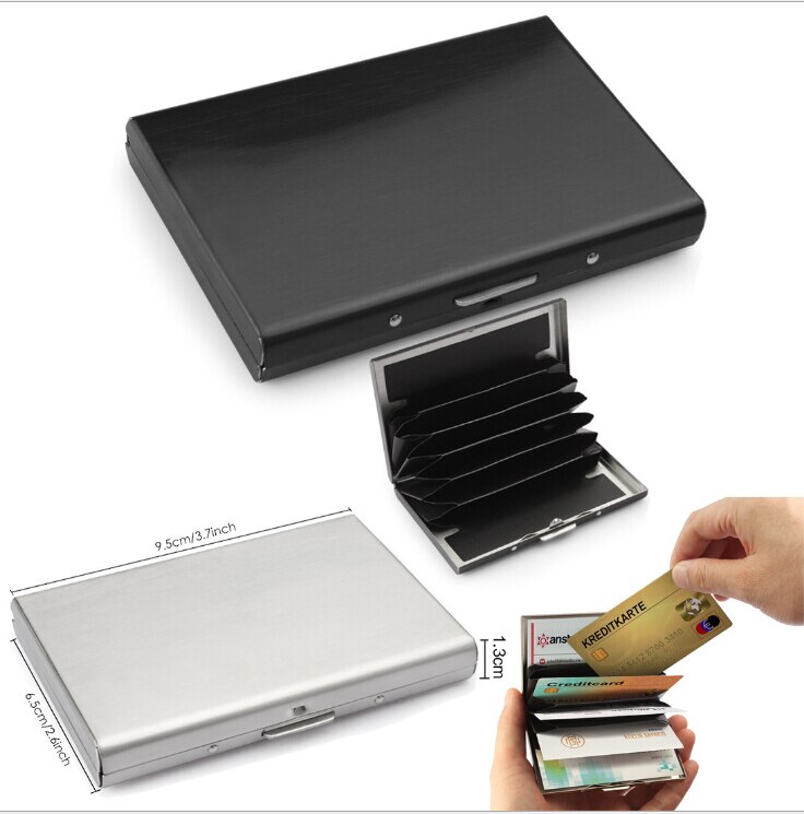 Fashionable Ultra-thin Credit Card ID Card Holder Stainless Steel RFID Stop Card Storage Folder For Mens Women