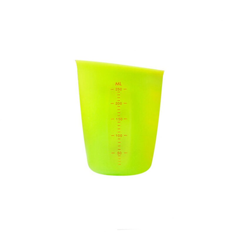 1 ud. Taza medidora de silicona para alimentos de 250ml vaso graduado utensilios medidores de cocina para hornear copas lindas de Color sólido: Green
