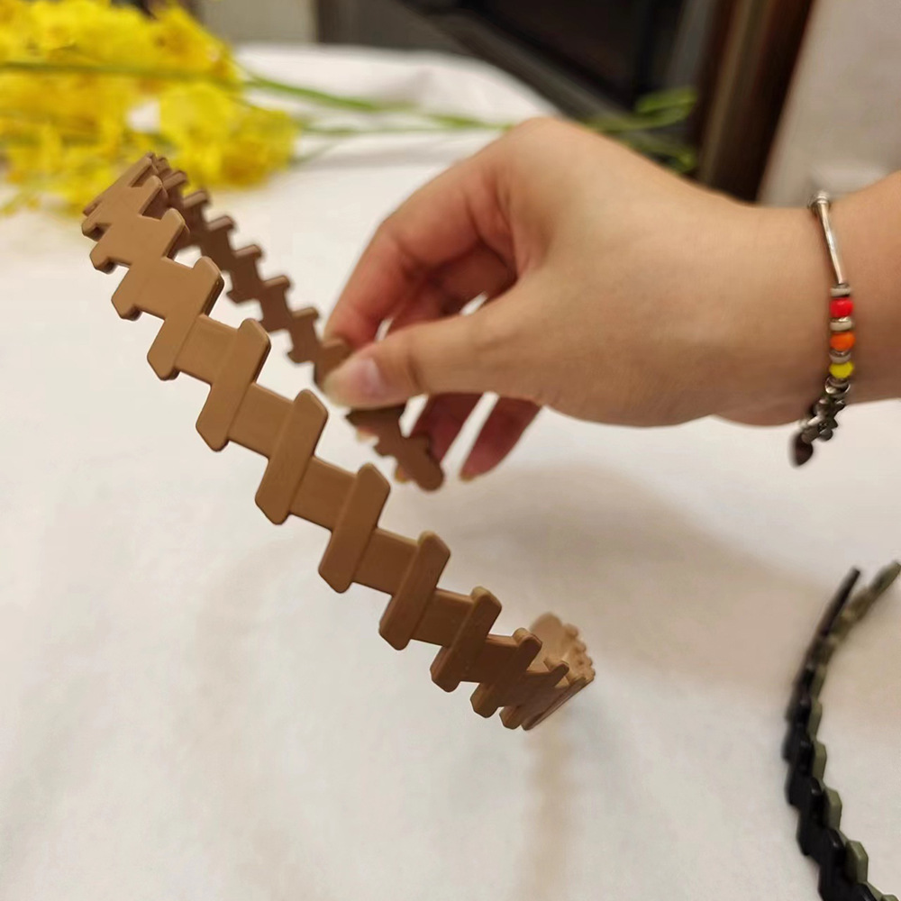 Nouvelle peinture en caoutchouc trou rond en plastique cheveux accessoires visage lavage fille dames Simple givré bandeau: Brun clair