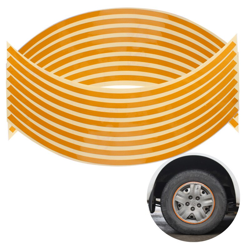 Tiras de 18 pulgadas para llanta de motocicleta, cinta reflectante para rueda, reflectante, reflectante, de seguridad vial, 16 unidades: YELLOW