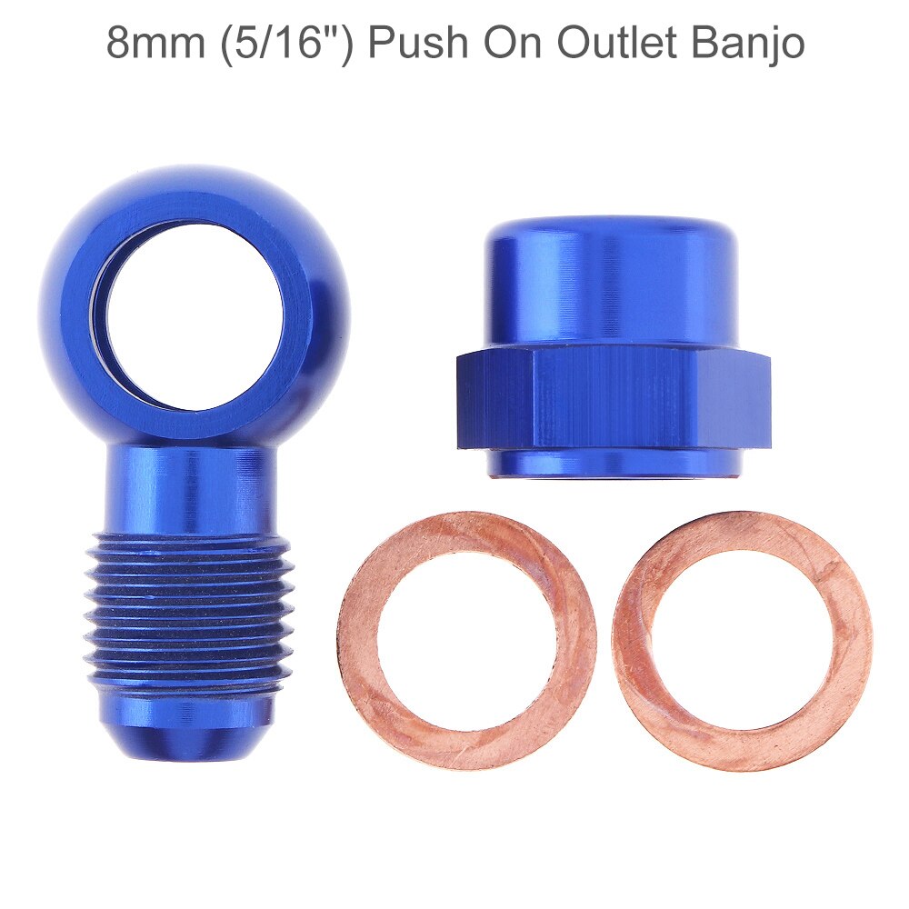 Universal aluminium brændstof pumpe banjo bolt 8mm (5/16 ") tryk på udløb banjo adapter fitting med hætte