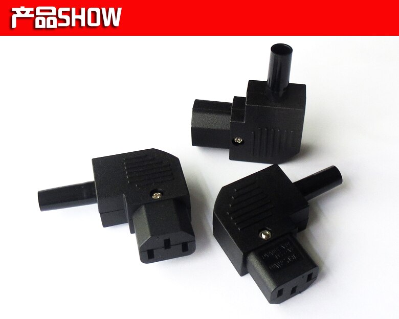 1Pcs 3 Pin Male Female 90 Right Angle Power Socket Copper Inlet Connector Plug 10A 250VAC Computer Electric Cooker