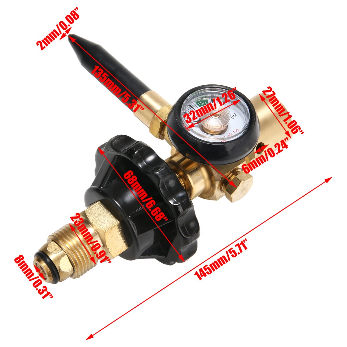 MagiDeal Helium Ballon Inflator - Druckminderer Mit Manometer Für G5/8 Tankventile